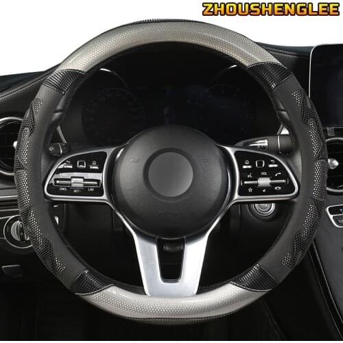 ZHOUSHENGLEE Microfiber Leather Car Steering Wheel Cover For Jeep Renegade Wrangler jk tj Grand Cherokee Compass Patriot