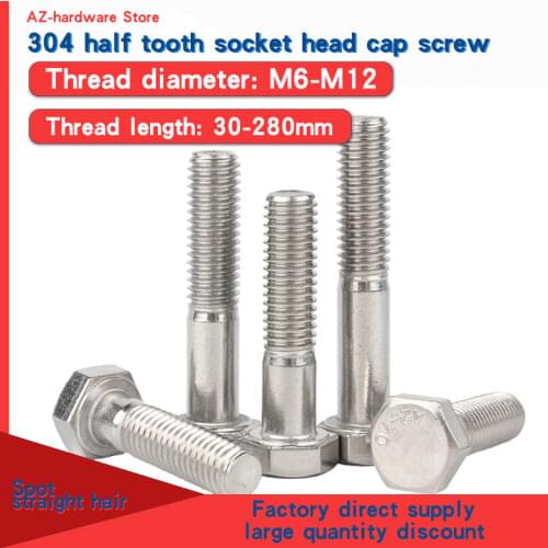 304 Stainless Steel Fine Teeth External Hexagon Screw/Bolt M6*0.75/ M8*1.0 pitch Teeth 5PCS