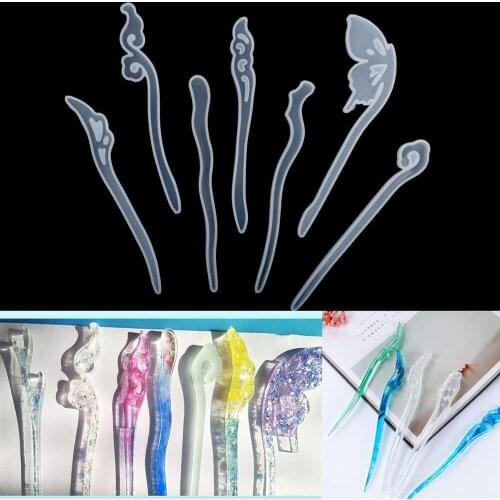 1Pcs Hairpin Silicone Mold Classical Hair Pin Epoxy Resin Molds for DIY Craft Resin Hair Stick Jewelry Making Accessories Tool