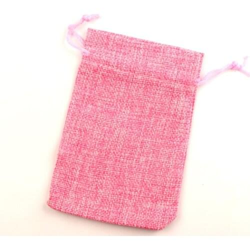 10Pcs Pink Cotton Linen Drawstring Package Bags Jewelry Candy Christmas Wedding Decoration Gifts Packaging Bags & Pouch