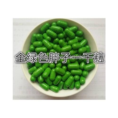 1000pcs/lot Full Green Empty Size Widen 00# Capsule Shells, DIY Empty Wished Paper Packing Bottle, Medical Powder Container