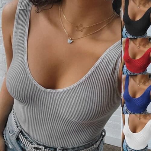2021 Beautiful V-neck Sports Vest Back Gathered Chest Pad Without Steel Ring Knitted Bottoming Ladies Vest Camisole
