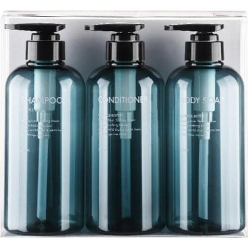 3Pcs 500ml Empty Bottle Set Shampoo Shower Gel Hair Conditioner Press Pump Soap Dispenser Body Wash Bathroom Refillable Bottle