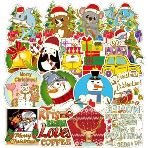 52Pcs/box Christmas Trees Stickers Kawaii Deer Stickers Adhesive Cute Stickers Decor Scrapbooking Diary Albums Cute Papeterie