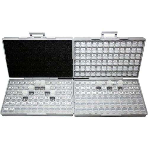 AideTek SMD 0805 5% resistor kit 2 enclosures 170Vx100=17000pcs plastic part box lable R0817100