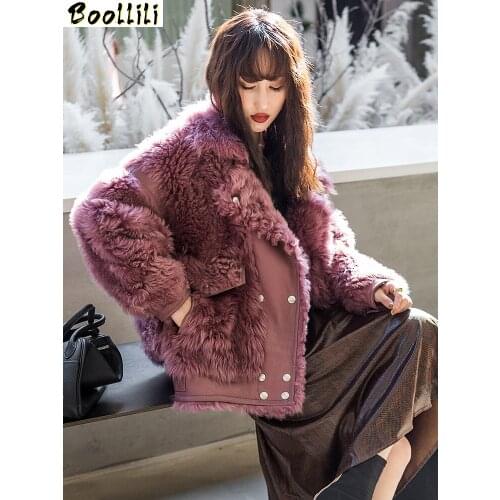 Boollili Natural Fur Coat Women Wool Jacket Women Clothes 2020 Parka Real Fur Wool Winter Coat Women Real Leather Jacket