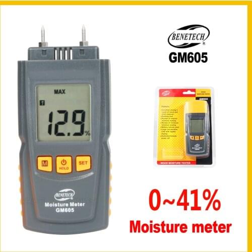 Digital LCD Display Wood Moisture Meter Humidity Tester Timber Damp Detector Portable Wood Moisture Meter GM605-BENETECH