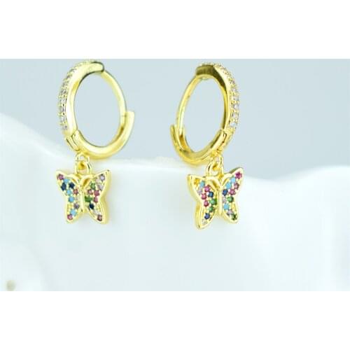 Zircon insect earrings new design promotion high-end fashion jewelry zirconium stone earrings flying butterfly earrings