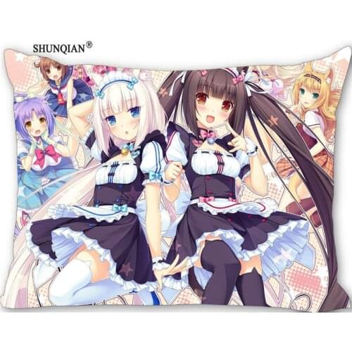 ShunQian Custom NEKOPARA Decorative Pillowcase 45x35cm(One Side) Rectangle Zipper Print Pillowcase New Years Pillow Cover