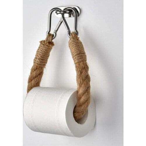 Punch Free Toilet Paper Holder For Hanging Old Bathroom Decoration Supplies Towels Hotel Hemp Rope Toilet Paper Holder Storage