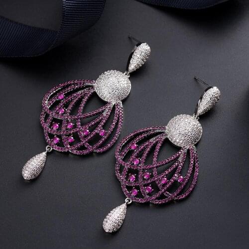 High-end fashion long fringed micro-inlaid color zircon earrings wholesale for women manufacturers