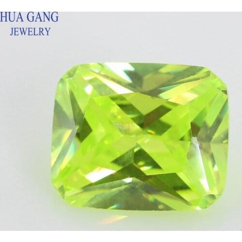 5A Apple Green Octangle Shape Cut CZ Stone Synthetic Gems Cubic Zirconia For Jewelry Size 3x4~13x18mm Free Shipping
