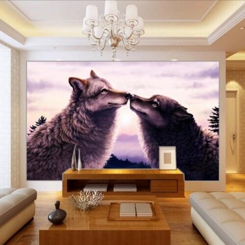 Drop Shipping Photo Wallpaper Magical Animal Wolf Oil Painting Background Wallpaper Living Room Decoration Custom Murals