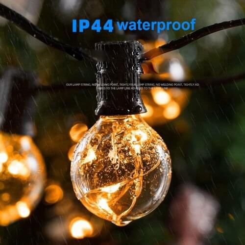 Christmas Party Decor String Lights Waterproof Warm White G40 Bulb Shape Garland Holiday Lamp Fairy Lights