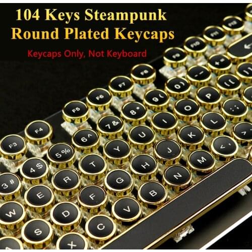104 Keys Steampunk Round Golden Silver Black White Keycap Key cap Keycaps ANSI Layout for Cherry MX Gaming Mechanical Keyboard