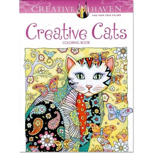 24pages Creative Cat Coloring Book English Edition for Kids Adult DIY Toys School Craft Art Drawing Dupply