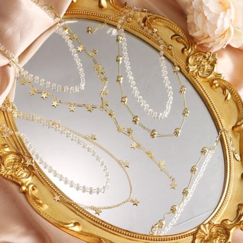 New Arrival Fashion Multi-layer Crystal Pearl Choker Necklace Gold Color Goth Chocker Jewelry 2021 Collar For Women Jewelry Girl