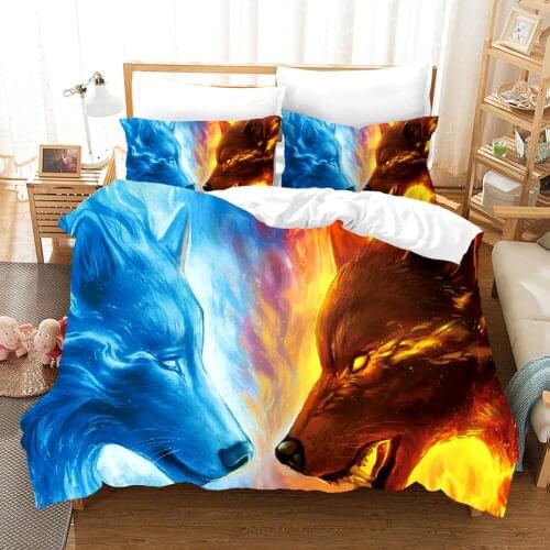 Wolf Cute Animal Bedding Set Dog Cat Printing Kids Adult Lovely Gift Luxury Duvet Cover Sets Comforter Bed Linen Queen King Size