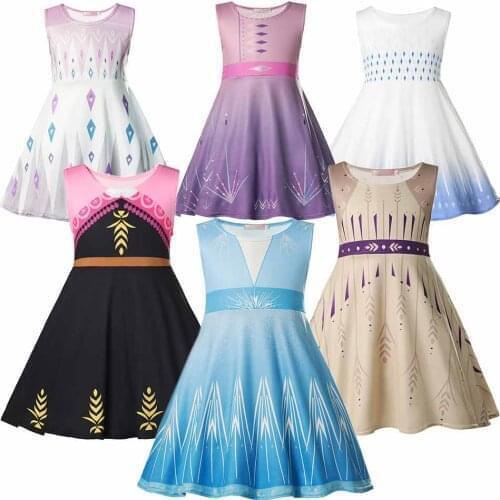 LUCKKIDS Princess Dress Anna Elsa Frozen 2Snow Queen Role Play Party Summer New Costume Kids Queen Anna 2 Casual Clothing Robe