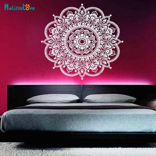 Mandala Flower Yoga Hindu Namaste Yoga Studio Living Room Bedroom Self-adhesive Décor Mural Poster Wallpaper Vinyl Sticker BB554