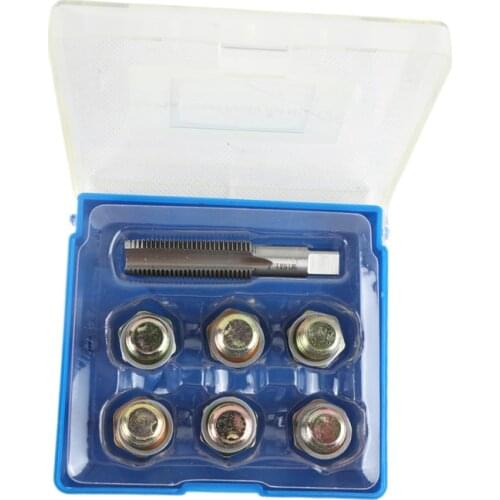 MRCARTOOL 7PC Oil Pan Screw Tapping Set Super Magnetic Stainless Steel M13 M15 M17 M20 Sk1136139 M15 X 1.5 Repair Tool Kit
