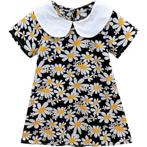 2021 New Daisy Doll Collar Short Sleeve Princess Dress Kids Dresses for Girls Toddler Girl Summer Clothes Girls Dress