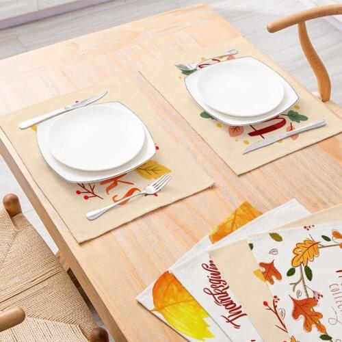 New Thanksgiving day Placemats for Table Decoration Waterproof Pads Coaster Dinning Kitchen Accessories Rectangular Table Mat