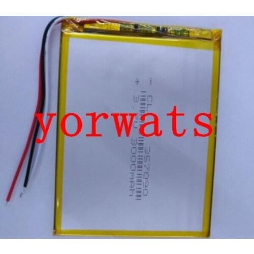 New Hot A Rechargeable Li-ion Cell 3.7V polymer lithium battery 357090 3000mAh three wire