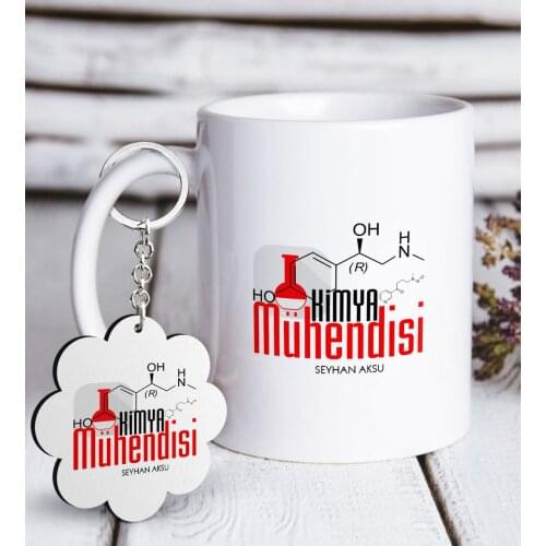 Personalized Professional Chemical Engineer White Mug and Keychain Gift Seti-2