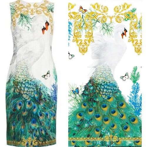 145cm Width Peacock Printed Polyester Fabric Brand Fashion Womens Shirt Cloth for Dress Fabrics by the Meter Factory Wholesale