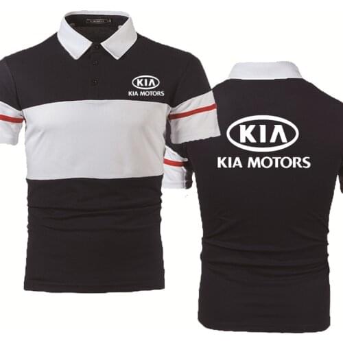 Casual Trend Summer short sleeve KIA Car Logo Printing Cotton Splicing High Quality Mens Short Sleeve