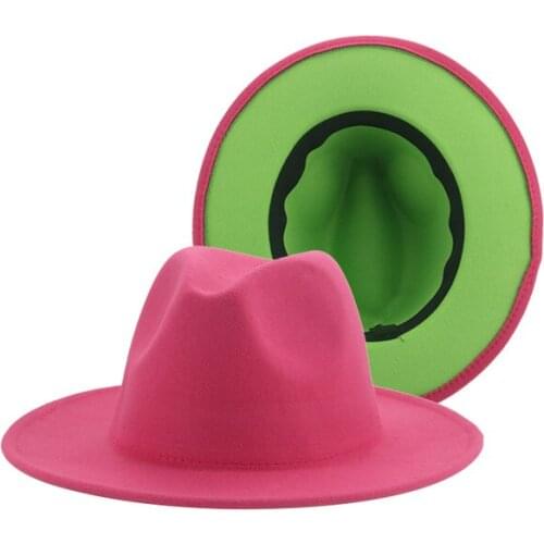 Fedora women hats solid different color inside patchwork women hats wide brim black formal outdoor church wedding men women hats