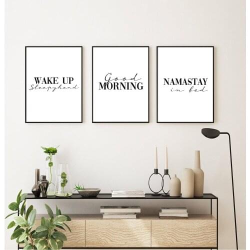 Nordic Poster Morning Bedroom Canvas Painting Black and white Home Decorative Picture Quote Print for Living Room Wall Decor