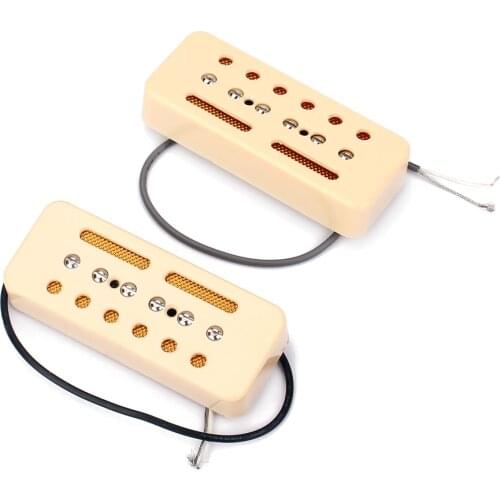 Soapbar Pickup Bridge Neck Set 6 Holes for Most Electric Guitar Accs - Cream