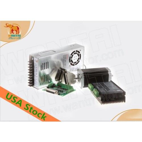 USA Free! CNC Wantai 1 Axis Nema23 Stepper Motor Dual Shaft 57BYGH115-003B 425oz-in+Driver DQ542MA 50V 4.2A 128Micro Metal Foam