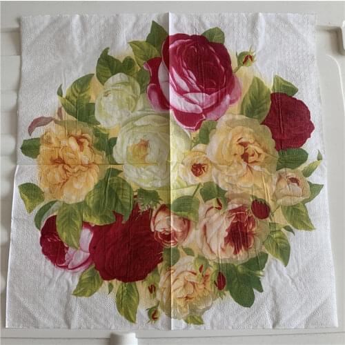 Decoupage wedding servilletas vintage napkins paper elegant tissue beautiful red flower rose birthday party towel decor 20 3-ply