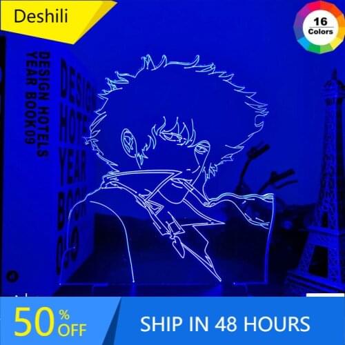 Led Night Light Lamp Anime Cowboy Bebop Spike Spiegel for Bedroom Decorative Room Nightlight Birthday Gift 3d Table Light