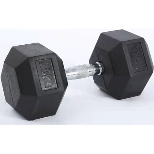 Hexagonal Rubber Coated Solid Cast Iron 2.2KG-35KG Can Be Customized Factory Direct Commercial Dumbbells