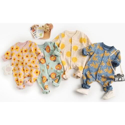 Spring Autumn Newborn Infant Baby Boys Girls Romper Cute Cartoon print Cotton Long Sleeve Jumpsuit Toddler Clothes