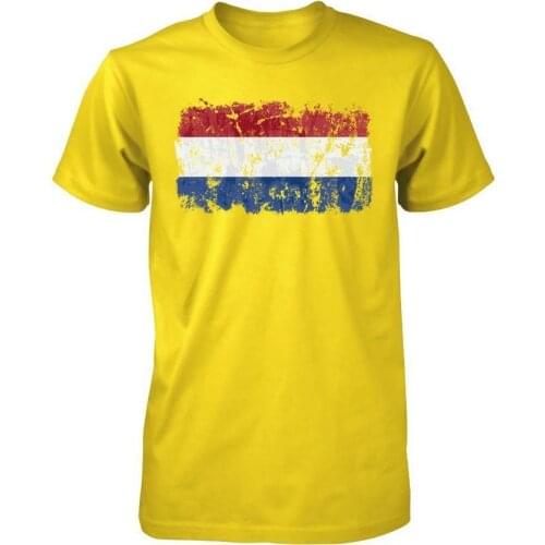 BNWT DUTCH FLAG HOLLAND DISTRESSED PRINT ADULT T SHIRT S-XXL