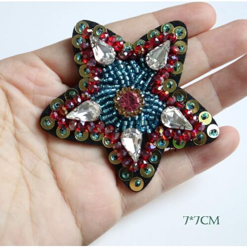 1pc star beaded Patches for Clothing sew on rhinestone sequins parches Appliques Decoration