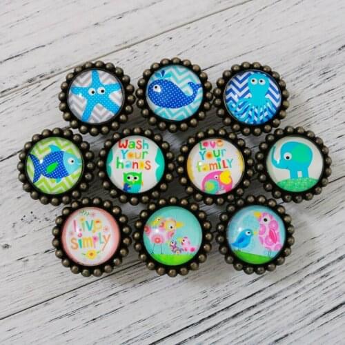 1pcs American Single Hole Retro Crystal Handle Childrens Room Marine Blue Cartoon Drawer Door Drawers European Handle Pulls