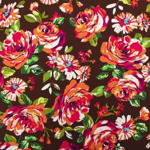1 yard Cotton Woven Fabric for sewing pathwork, dress, cloth, bedding, hadmaking, Flowers and leaves (width=140cm)