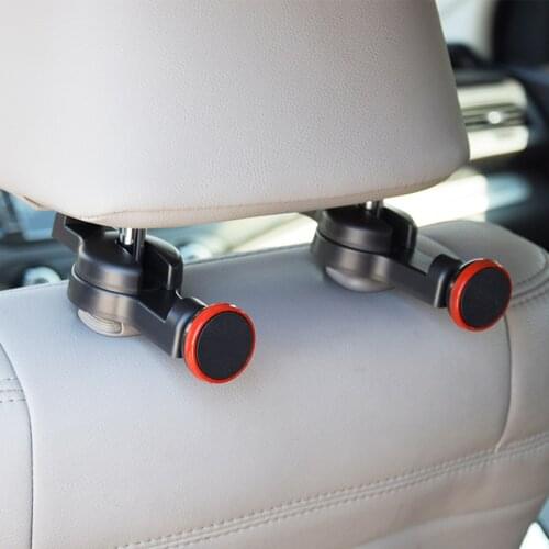 2pcs Dual-use Car Headrest Mount Magnetic Mobile Phone Holder Bag Hooks Seat Back Hangers Stand for IPhone IPad IPod