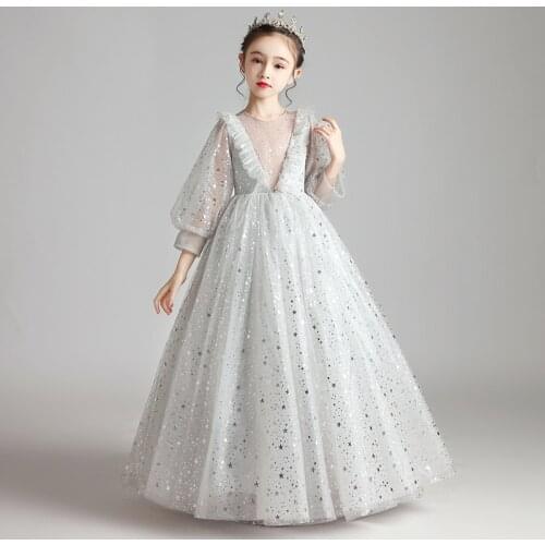 2020 Kids Wedding Dress for Girls Summer Flower Girl Princess Tulle Dresses Teens Formal Wedding Show Party Pageant Ball Gowns