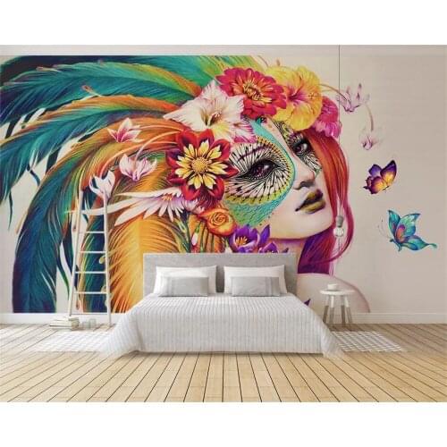 Beibehang Custom wallpaper 3D European style fashion hand-painted colorful beauty decorative background wall painting