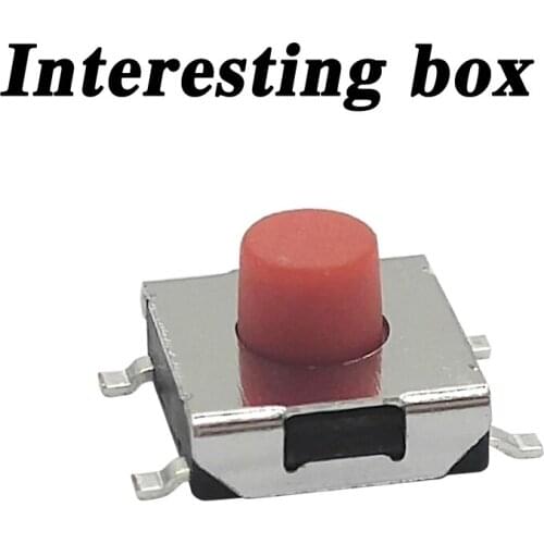 Free shipping TS-E004 touch switch 6.2*6.2*4.3 four-legged patch red button 6x6 flat seat SMD disc braid DIY handmade accessorie