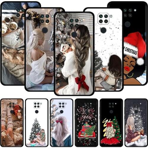 Cases for Xiaomi Redmi Note 10 9 9s 9t 8 8t 7 Pro Max for Redmi K40 Pro Plus 9A 9C 9 Power Cover Fashion Girl Merry Christmas