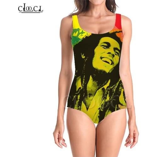 CLOOCL Singer Reggae Creator Bob Marley 3D Print Fashion Sleeveless Sexy One-Piece Swimwear Summer Girls Ladies Beach Swimsuits