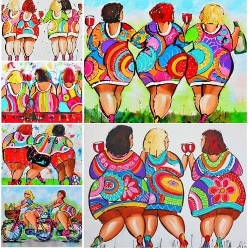 CraftArtGo 5D DIY Diamond Embroidery Fat girl Full Round Square Rhinestone Mosaic Painting Cross Stitch Flowers Diamond Art Kit